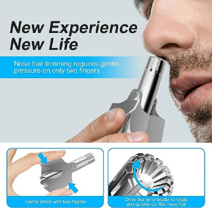 1 set Nose Hair Trimmer for Men Stainless Steel Manual Shaver Suitable