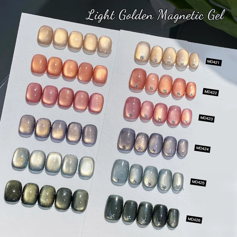7pc Light Golden Magnetic Nail Gel Set Long Lasting for 28+ Days