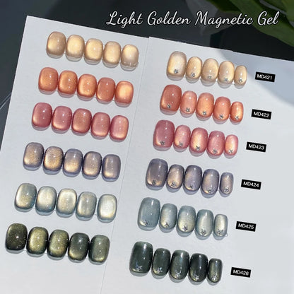 7pc Light Golden Magnetic Nail Gel Set Long Lasting for 28+ Days