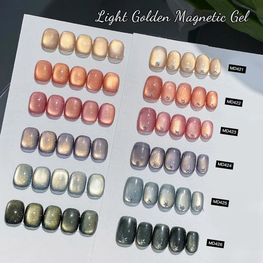 7pc Light Golden Magnetic Nail Gel Set Long Lasting for 28+ Days