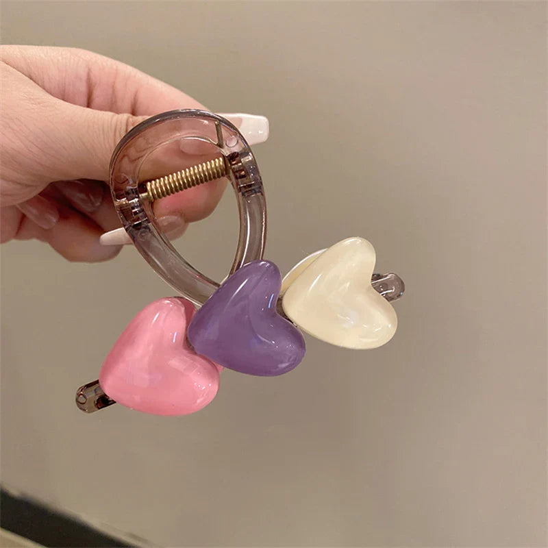 Korean Y2k Summer Large Jelly Heart Hair Claw Clips Girls Trendy Acrylic Hairpin Barrettes Washing Face Headdress Accessories