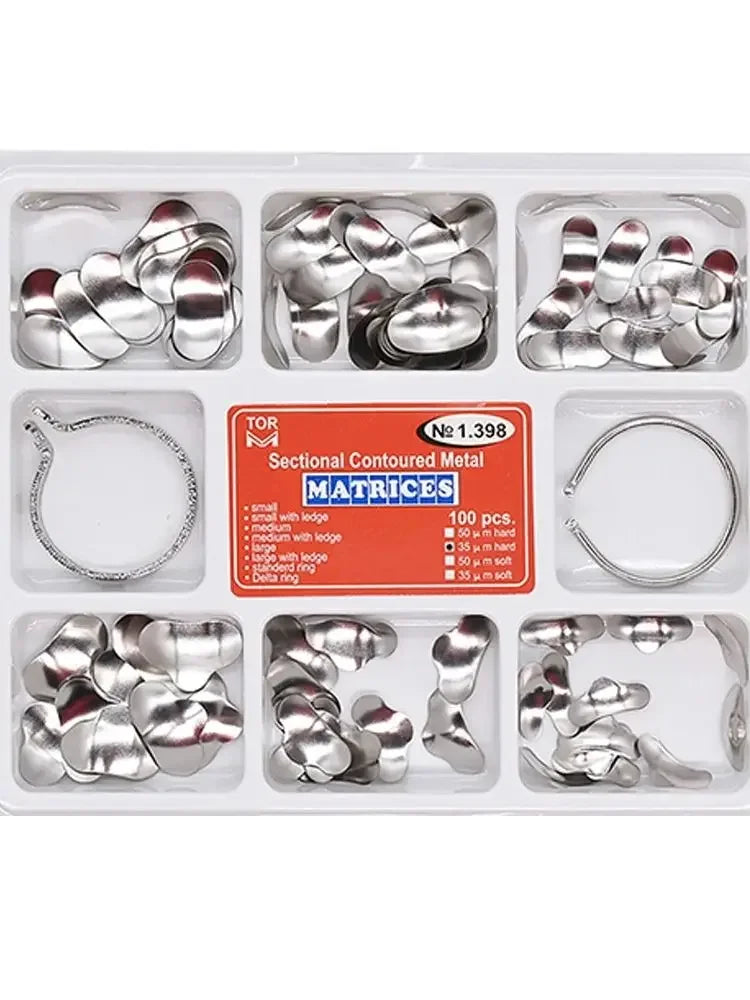 100 pcs Dental Sectional Matrix Contoured System Metal Dentistry Resin
