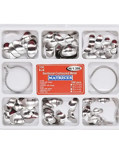 100 pcs Dental Sectional Matrix Contoured System Metal Dentistry Resin
