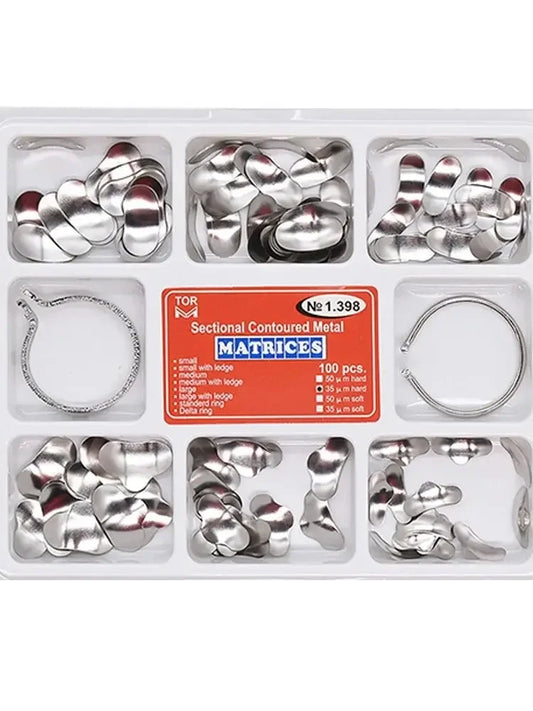 100 pcs Dental Sectional Matrix Contoured System Metal Dentistry Resin