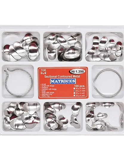 100 pcs Dental Sectional Matrix Contoured System Metal Dentistry Resin