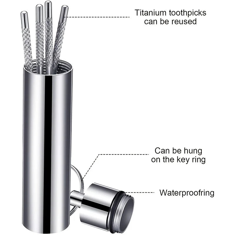 Stainless Steel Toothpicks Pocket Set, Portable Floss Pick Reusable