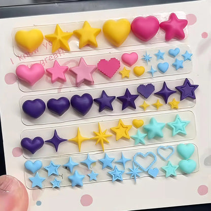 Dopamine Star Silicone Molds for Nail Art cute 3D Starburst &