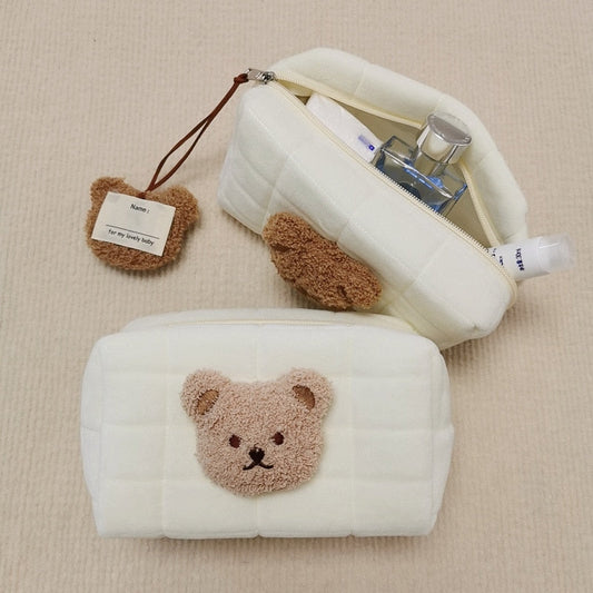 Cute Bear Baby Toiletry Bag Make Up Cosmetic Bags Portable Diaper Pouch Baby Items Organizer Reusable Cotton Cluth Bag for Mommy