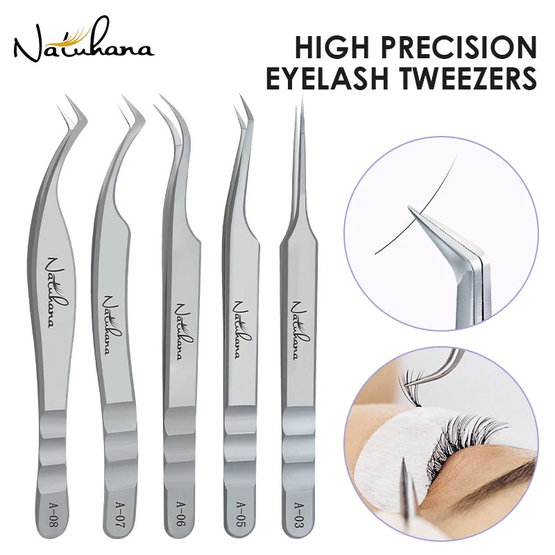 Stainless Steel Eyelash Extensions Tweezers Lash Artists High