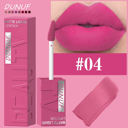 DUNUF  8-color matte velvet smooth easy-to-apply square tube lip gloss