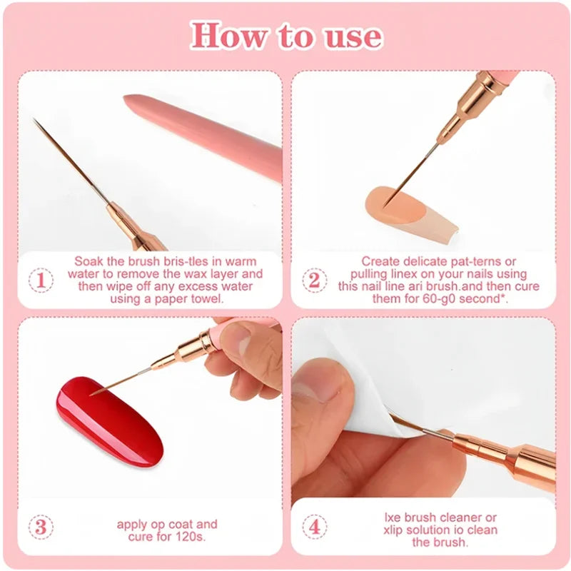5 In 1 Nail Art Pen Set Brushes Set Elongated Lines Striping Drawing