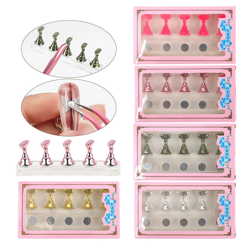 5pcs Chess Magnetic Nail Holder Acrylic Nail Tips Practice Display