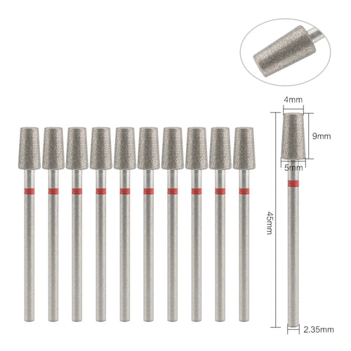 10Pcs Diamond Milling Cutter For Manicure Electric Nail Drill Bits