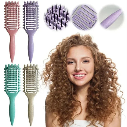 Curl Define Styling Brush Hollow Out Detangling Hair Brush Tangled Wet