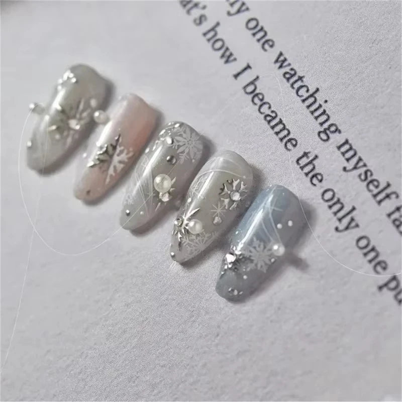 5D Laser Winter Snowflake Christmas Shiny Rhinestone Embossed Relief