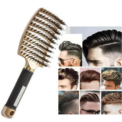 Hair Brush Scalp Massage Comb Hairbrush Boar Bristle Nylon Women Wet