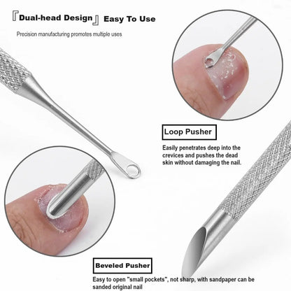 Double-Headed Stainless Steel Cuticle Remover Nail Pusher Exfoliation