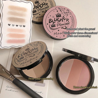 Three-color Blush Palette Delicate Long-lasting Waterproof Non-fading
