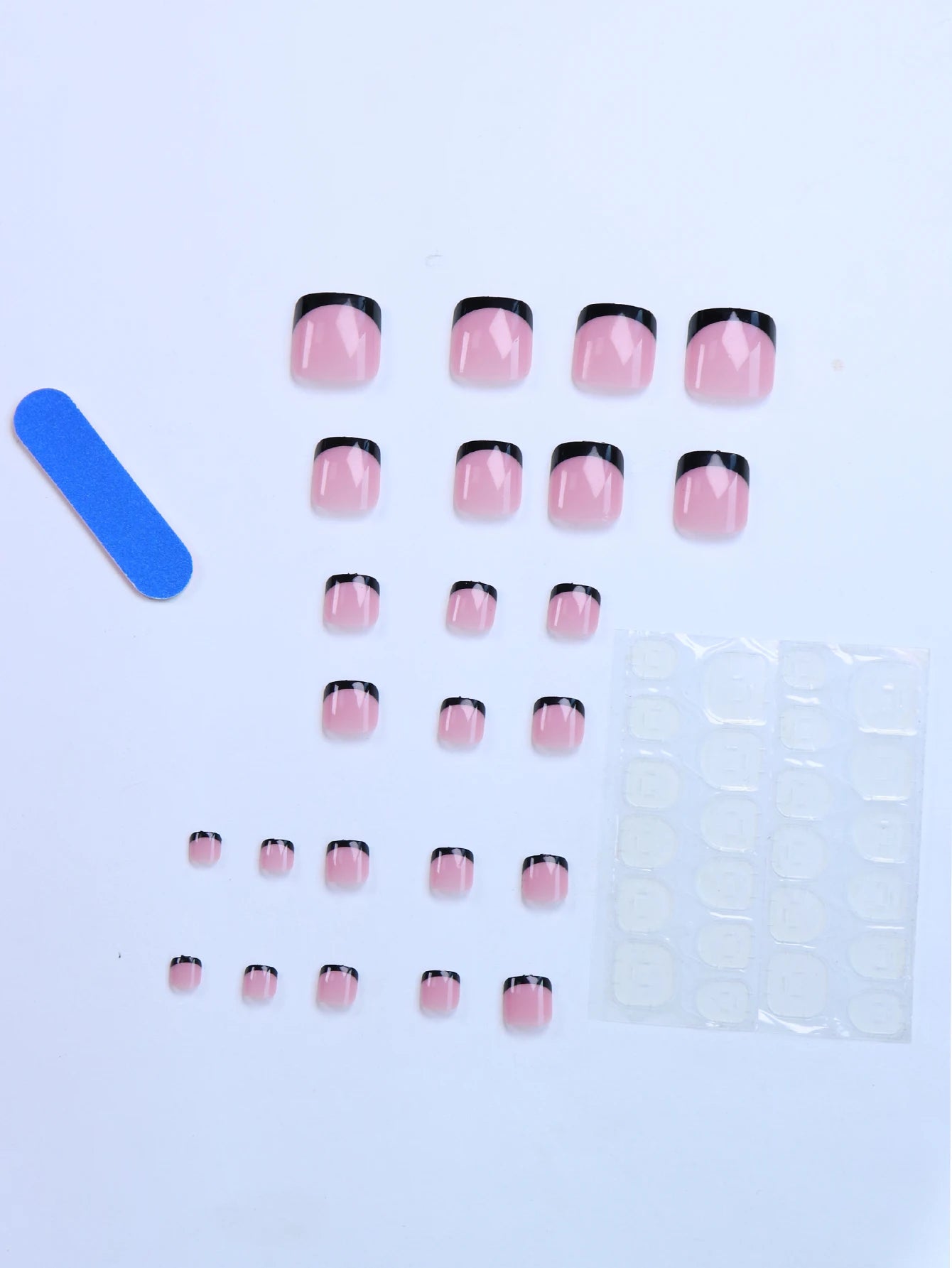 48pcs French black border hand and foot armour Glossy fake toenails