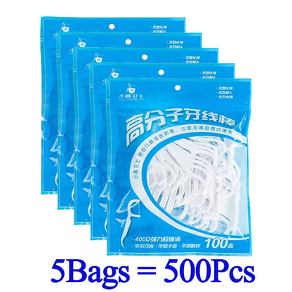 High Tensile Strength Dental Floss Pick Bow Shaped Super Thin Dental