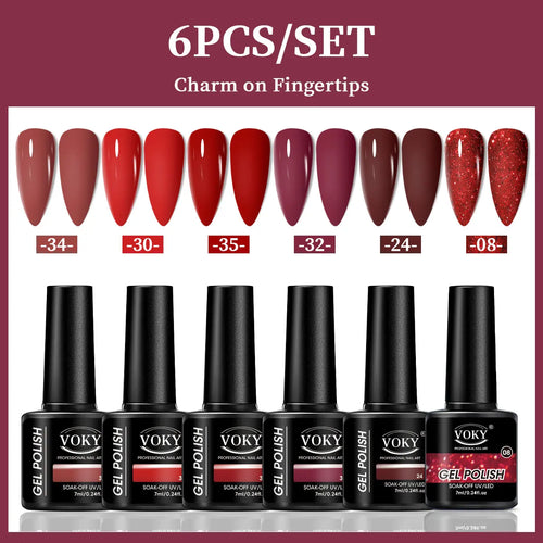 VOKY 6-Piece Set of Nail Gel, Seasonal Fashionable Nail Gel, The