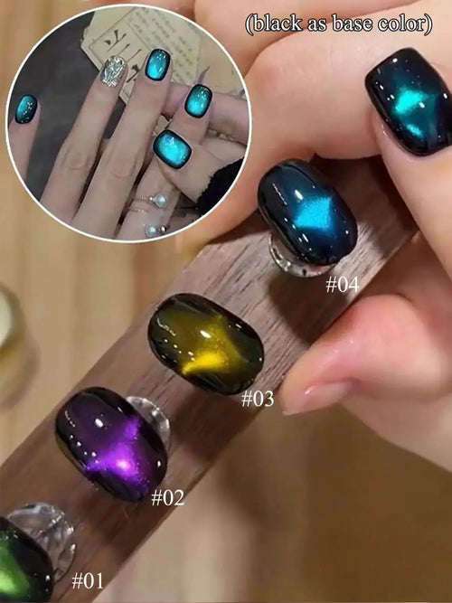 WS Black Glass Cat Magnetic Gel Nail Polish Punk Style Nail Art