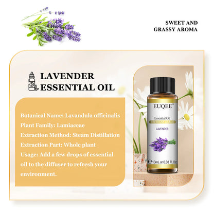 EUQEE 10ml Pure Natural Essential Oil Lavender Jasmine Eucalyptus