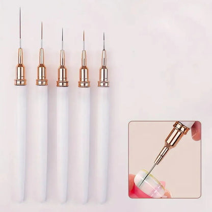 7/10/12/15/20m Pink French Nail Art Liner Painting Brush 5Pcs/set