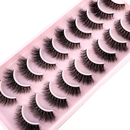 10 Pairs Faux Mink Eyelashes Handmade False Eyelashes Natural Nude