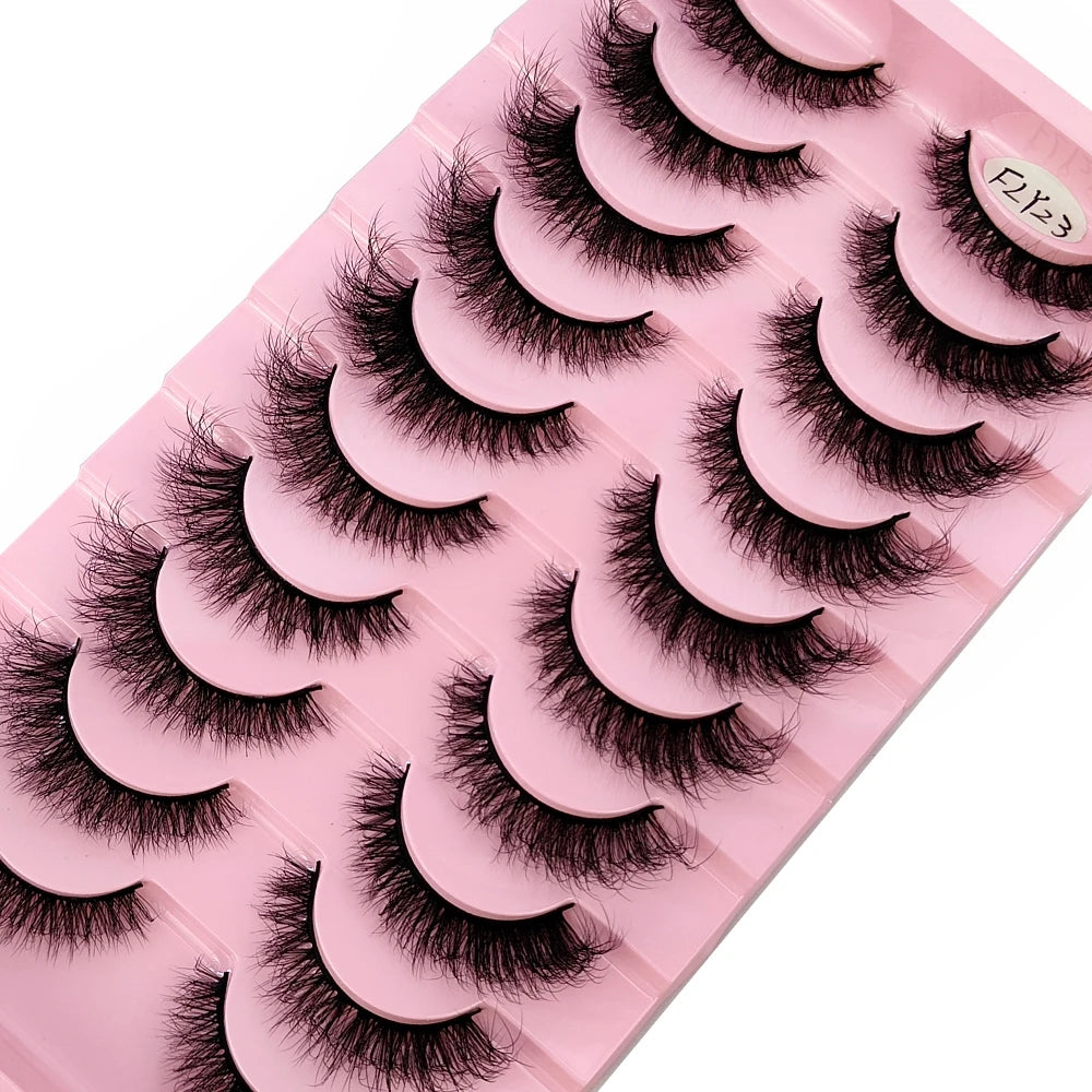 10 Pairs Faux Mink Eyelashes Handmade False Eyelashes Natural Nude
