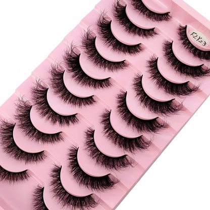 10 Pairs Faux Mink Eyelashes Handmade False Eyelashes Natural Nude