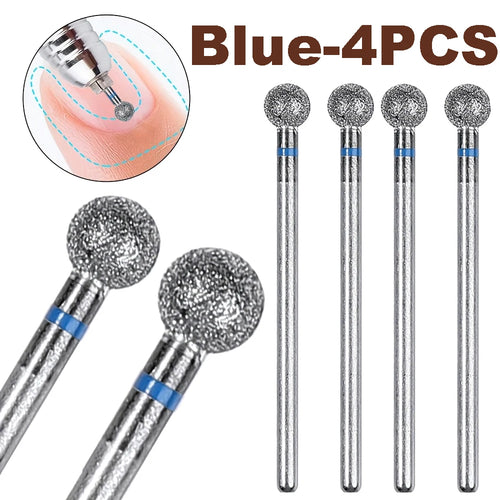 1PC/2/4PCS 5mm Small Round Head Nail Drill Bits，Diamond Cuticle Clean