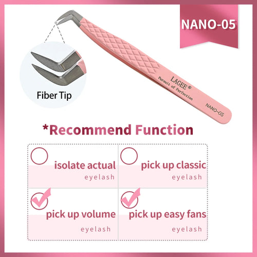 LAGEE Fiber Tip Eyelash Extension Tweezer Volume Isolation Precise
