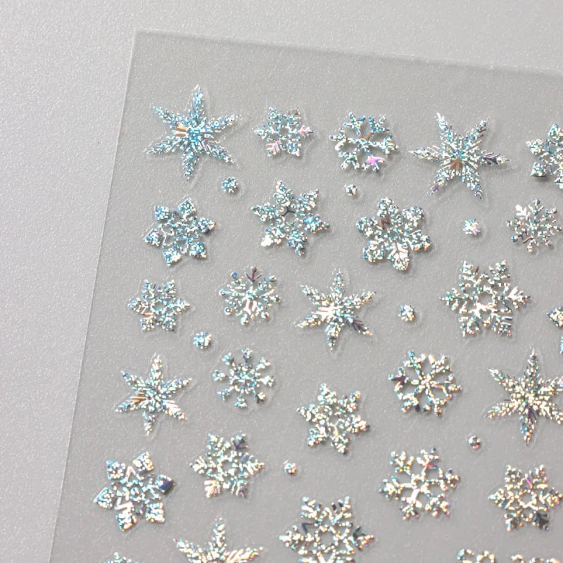 2pc Holographic Christmas Nail Art Stickers Iridescent Laser Snowflake