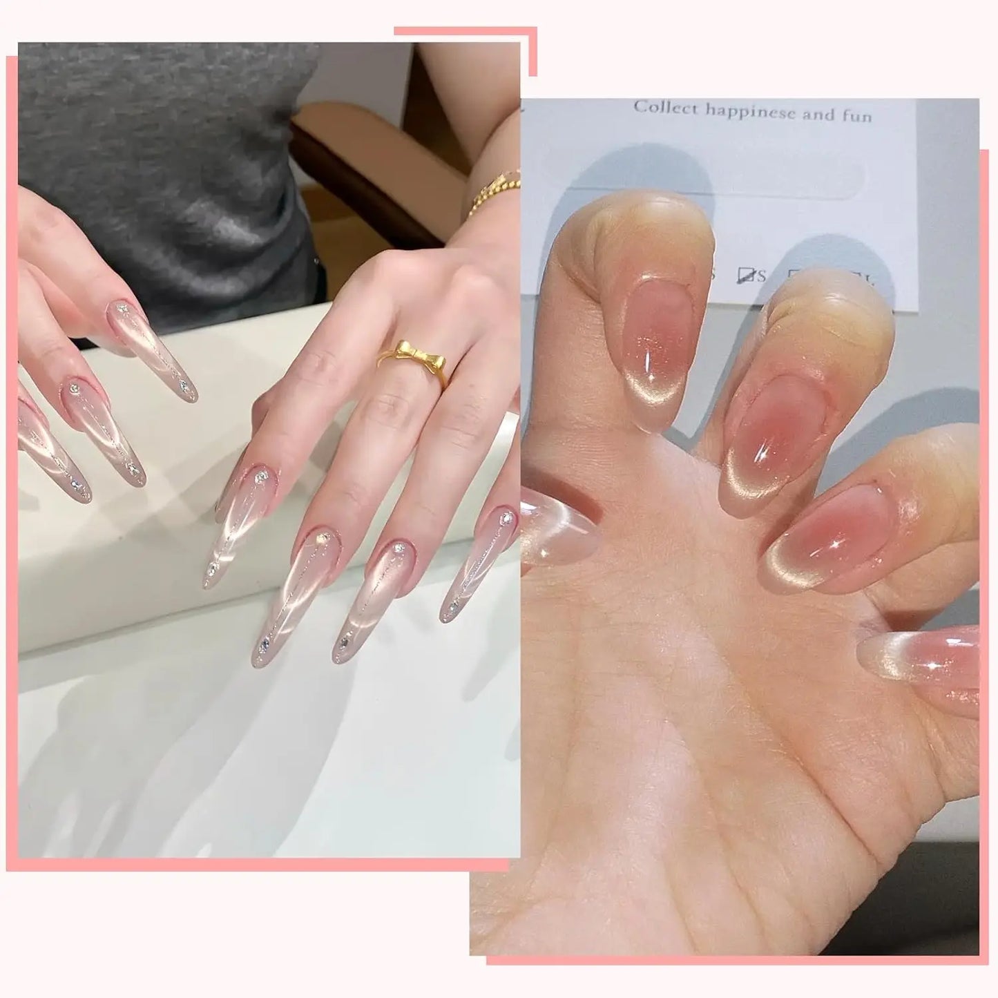 Double Headed Nails Magnet French Shape Strong 3D Cat Eye Magnet Nail