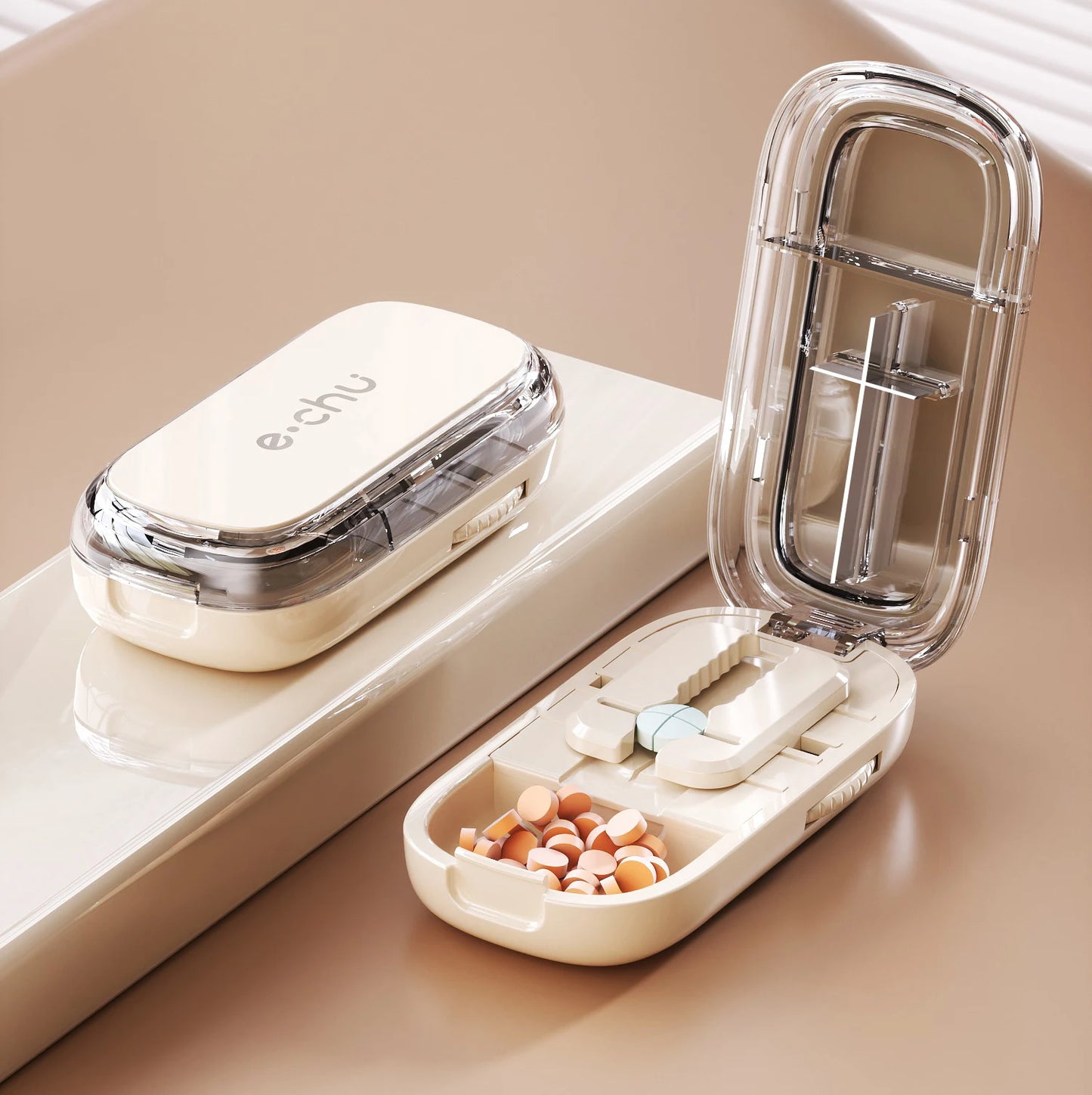 Newest Quartering Pill Cutter Storage Box Portable Drug Tablet