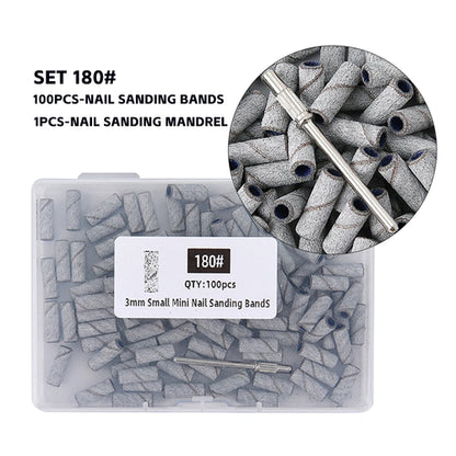 3mm Nail Sanding Bands-80/120/180/240 Grit Mini Nail Drill Bit