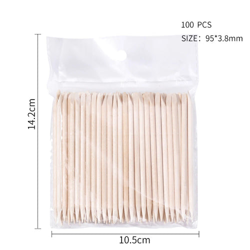 100PCS Cuticle Pusher Remover Nail Art Tools Orange Wood Sticks