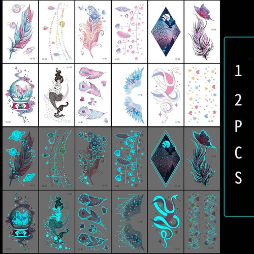 Luminous Temporary Tattoos Stickers UV Glow Fluorescent in the Dark