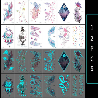Luminous Temporary Tattoos Stickers UV Glow Fluorescent in the Dark