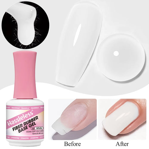 Hassleless 15ml single tube fiber base gel nail polish, clear,