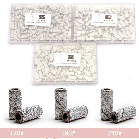 100pcs 3.1mm Mini Sanding Bands Kits Nail Drill Bits Mandrel Sets