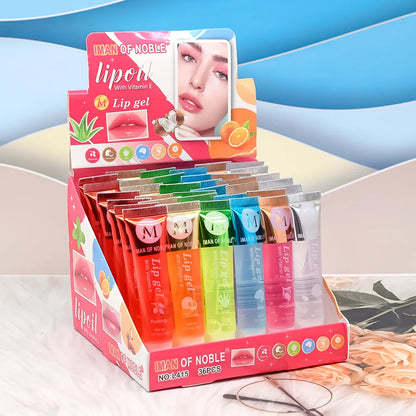 6Pcs Fruity Flavor Watery Glossy Lip Gloss Set Clear Lip Gel Hydrating