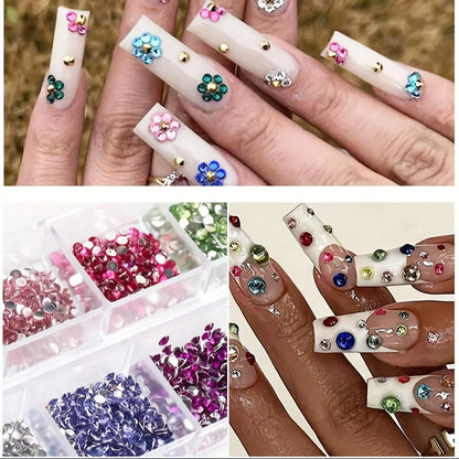 12 Grid Shimmering Crystal Nail Art Rhinestones - Flatback Gemstones