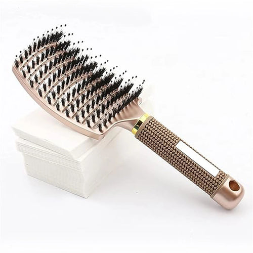 Hair Brush Scalp Massage Comb Hairbrush Boar Bristle Nylon Women Wet
