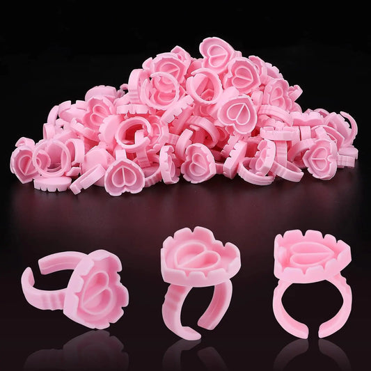 100 PCS Disposable Heart-shaped Plastic Glue Ring Cup Eyelash