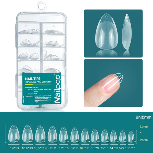 Nailpop Soft Gel Tips for Nails Acrylic Material Medium Almond/Coffin