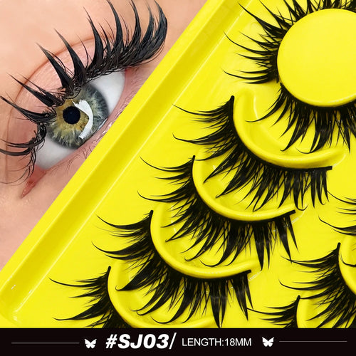 Lasvirey Cat Eye Lashes Manga Lashes Styles 3D Faux Mink Lashes Soft