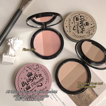 Three-color Blush Palette Delicate Long-lasting Waterproof Non-fading