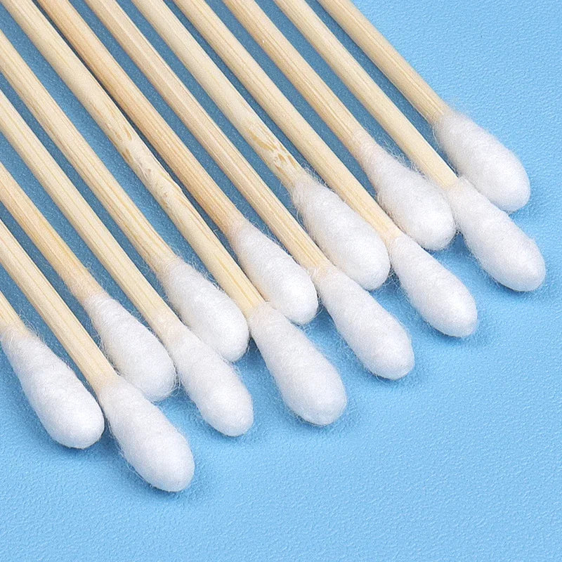 500/1000pcs Double-Headed Wood Cotton Swabs for Nose & Ear Cleaning